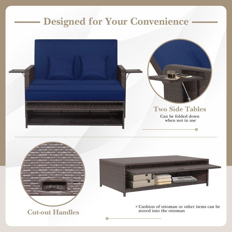 Etzel 170cm Wide Rectangle Loveseat with Cushions