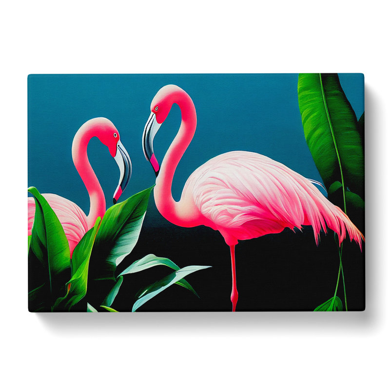 Attractive Flamingos - Wrapped Canvas, 50cm H x 76cm W x 3cm D