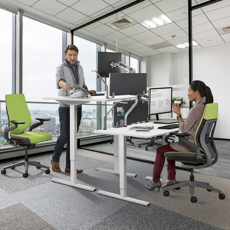 Hieronymus Adjustable Height Steel Standing Desk, 120cm W x 60cm D, White