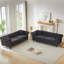 Canapé 3 + 3 places en velours moderne avec structure en bois massif, coussins confortables et design élégant pour le salon ou le bureau-15534860