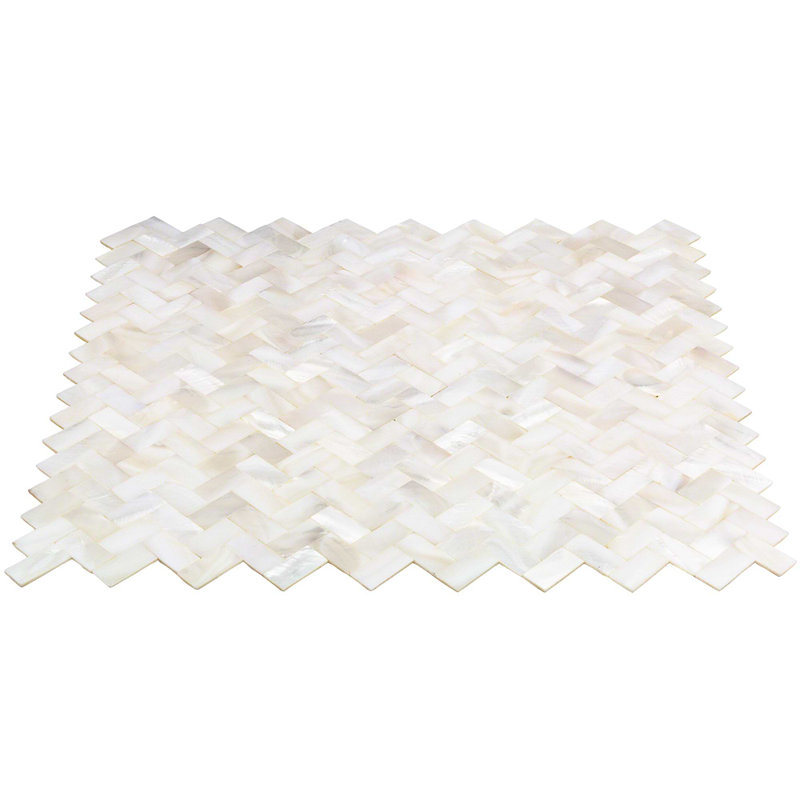 Serene .5x1 Herringbone Polished Pearl Mosaic Tile