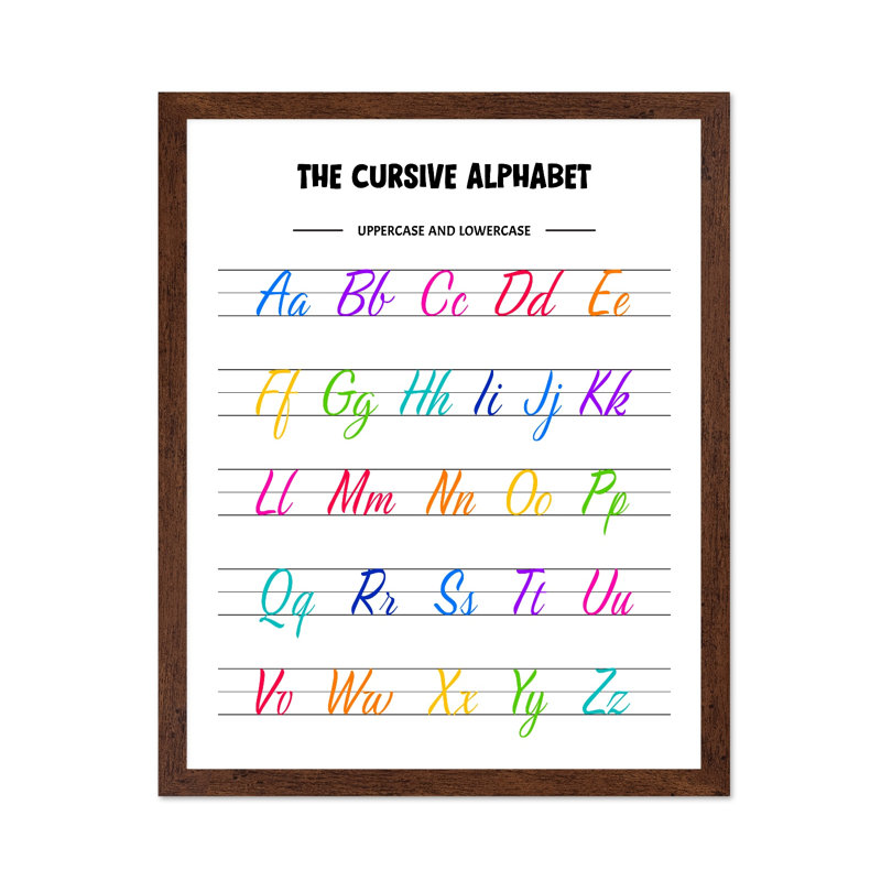 Alphabet cursif, Poster, Brown Framed, 11"H x 14"W