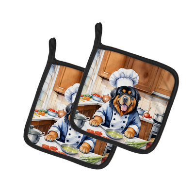 Caroline's Treasures The Dog Chef Polyester Potholder Set