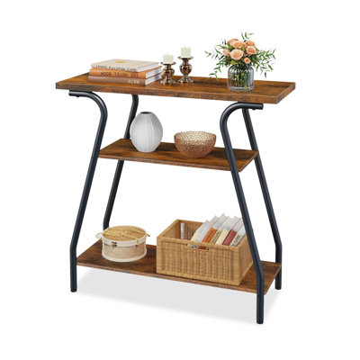 Console rectangulaire en bois massif brun