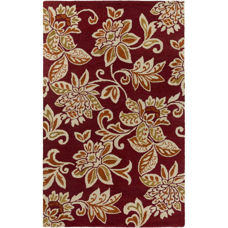 Eberhard Wool Floral Indoor Rug, Rectangle 9' x 13'