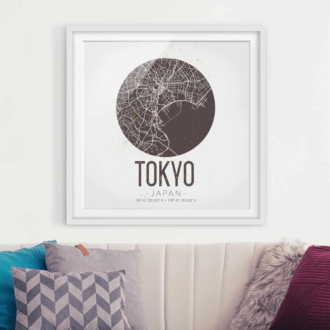 Gerahmtes Poster Tokyo Map