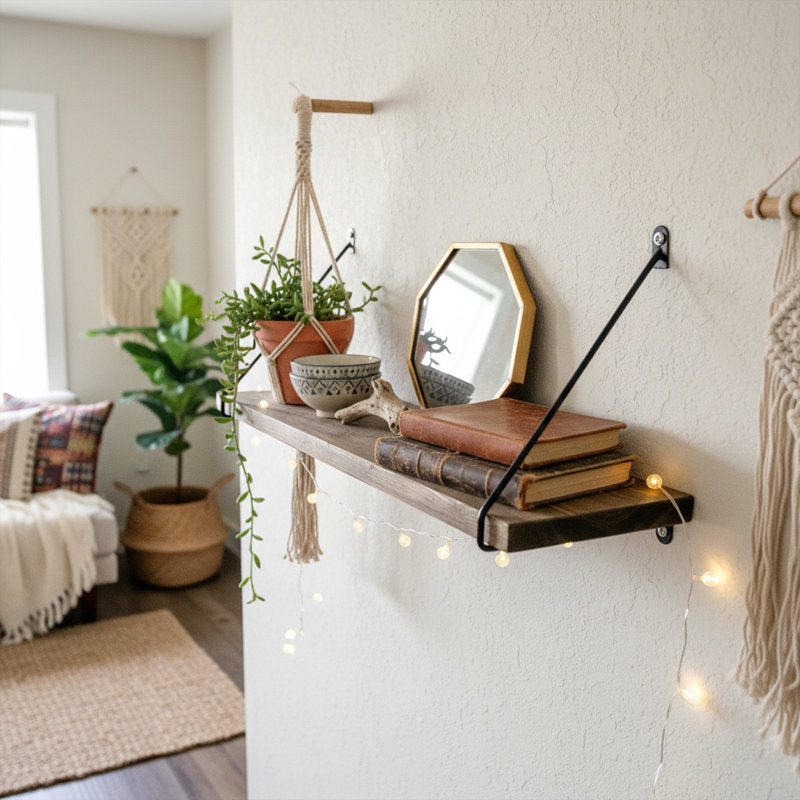 Spruce Wood Bracket Minimalist Wall Mounted Shelf