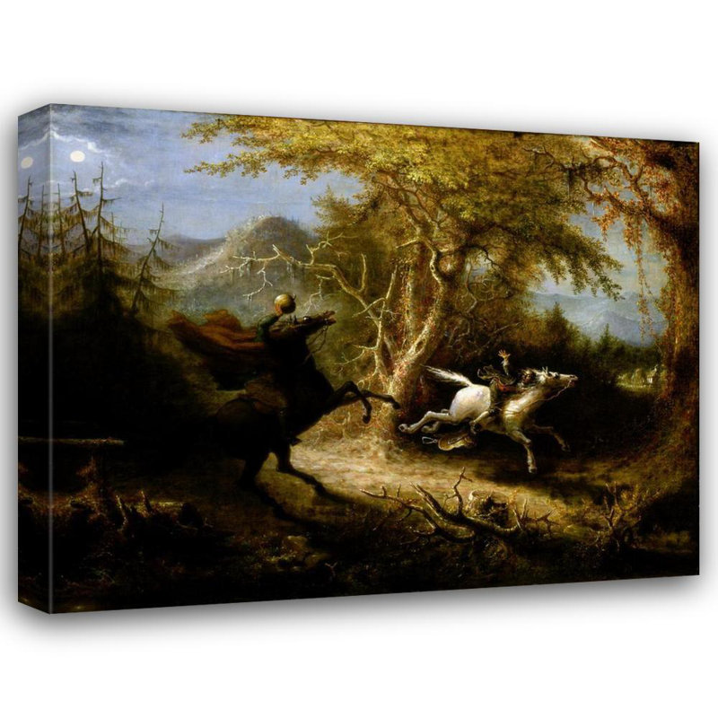 «The Headless Horseman Pursues Ichabod Crane» par John Quidor, reproduction d'art sur toile tendue avec châssis