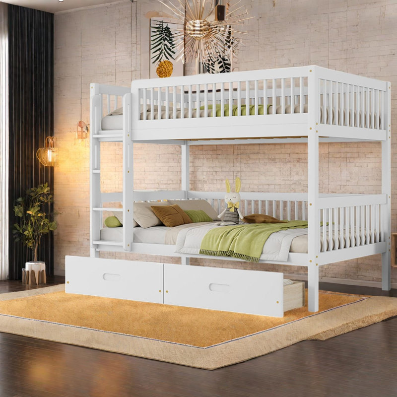 Lits gainés d'espace avec rangement, lits superposés modernes en pin pour la maison familiale, White