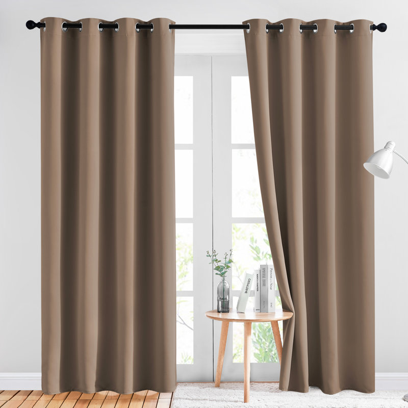 Blackout Curtains for Bedroom/Living Room Parkview Room Darkening Grommet Modern Drapes, 55" W x 90" L, Cappuccino