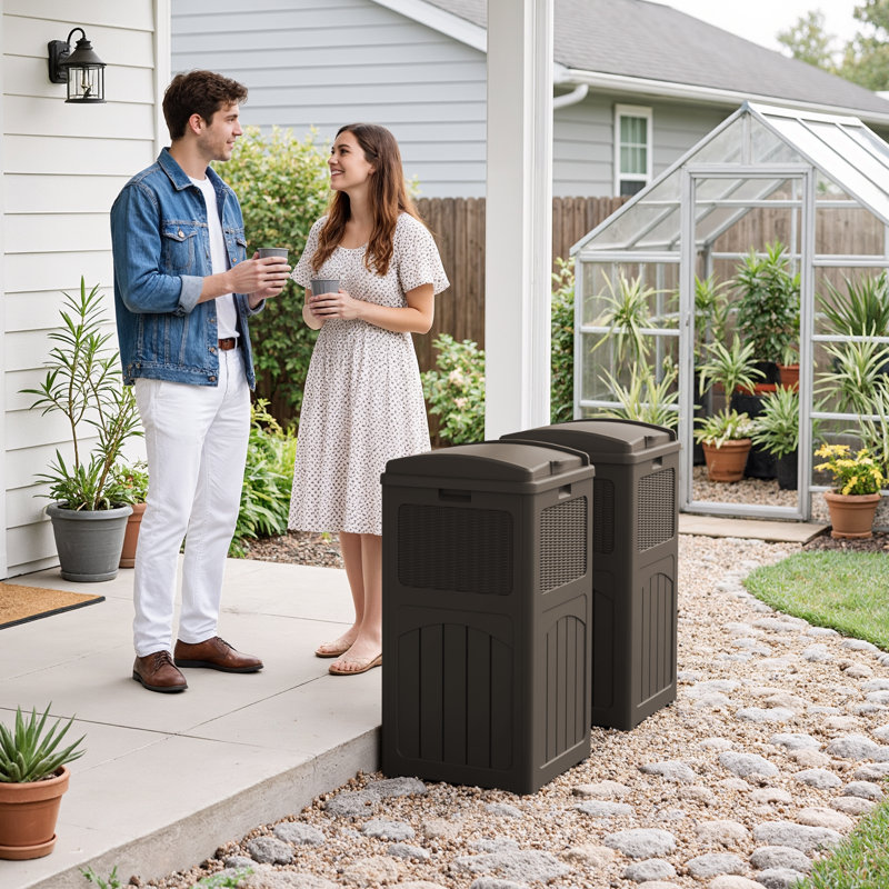 Ensemble de 2 poubelles 35 gallons, Brun