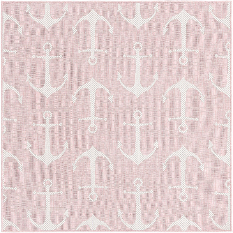 Outdoor Ayton Area Rug Sea Foam Color, Square 5'3"