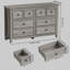 L'ensemble de chambre à coucher 4 pièces 4 pièces comprend une commode 8 tiroirs, une commode haute 6 tiroirs et 2 tables de chevet, gris