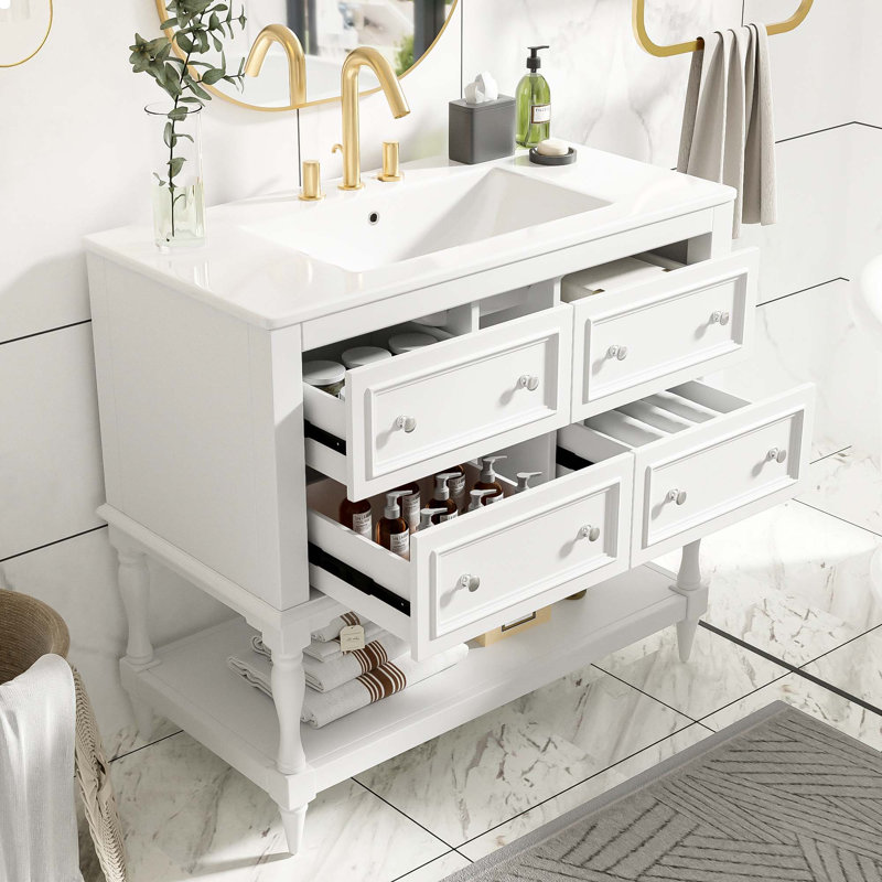Sophisticated Bathroom Vanity Cabinet With Multiple Functionalities For Stylish Bathrooms, White