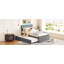Lit plateforme tapissier simple avec lit gigogne Teddy-1157107418