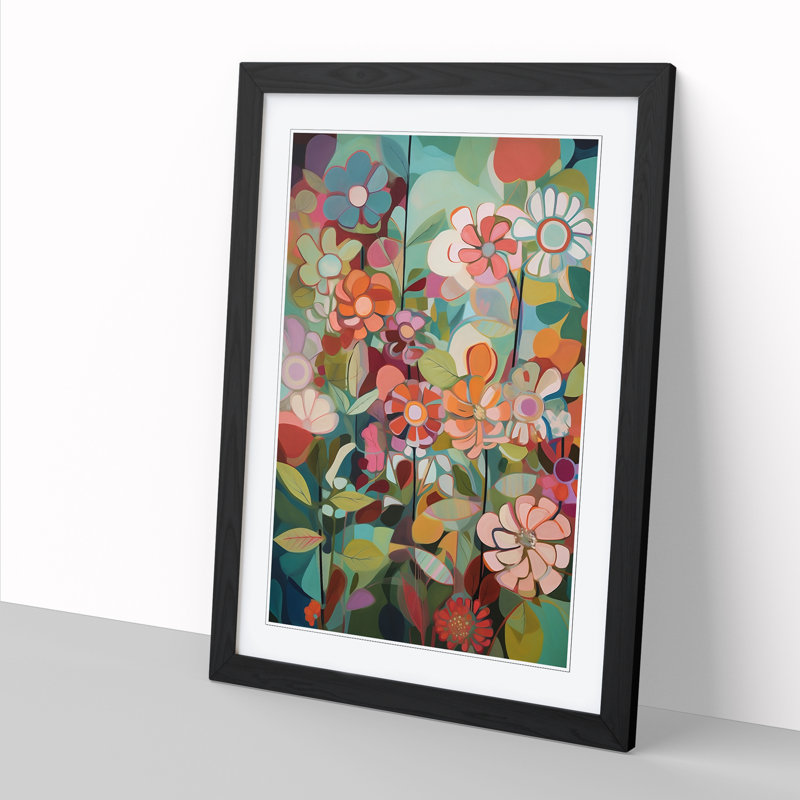 FRM-V0523-812X Floral Flowers Retro Vol.11 1 Piece Single Picture Frame Wall Art, 64cm H x 46cm W x 2cm D, Walnut Framed