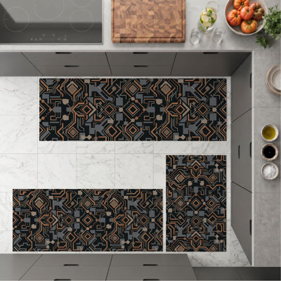 Geometric Pattern Non-Slip Washable Kitchen Mats