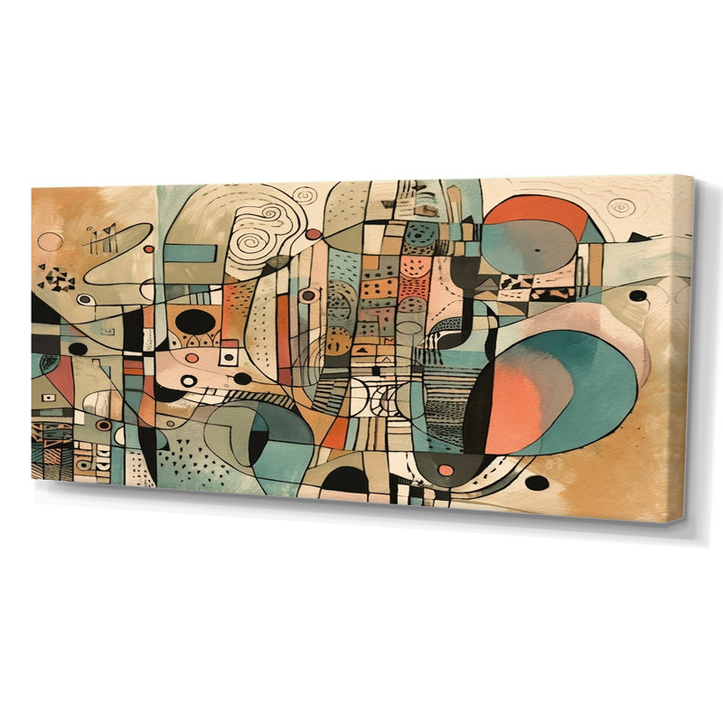 «Golden Mid Century Boho», art mural abstrait minimalisme, Toile tendue, H 28 po x l 60 po, Sans cadre