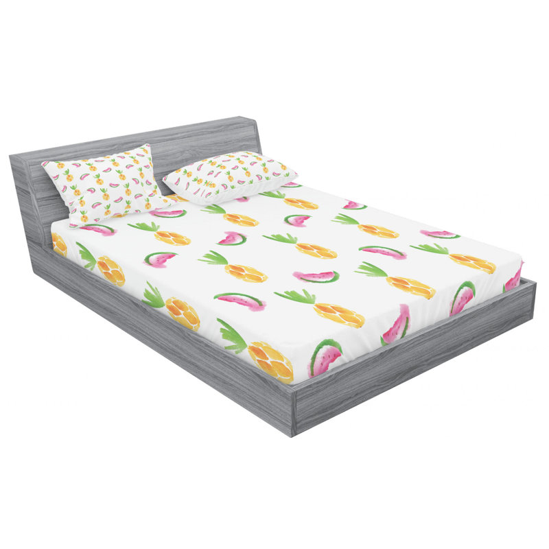 Pineapple Microfiber Sheet Set, Queen Sheet Set with Fitted Sheet