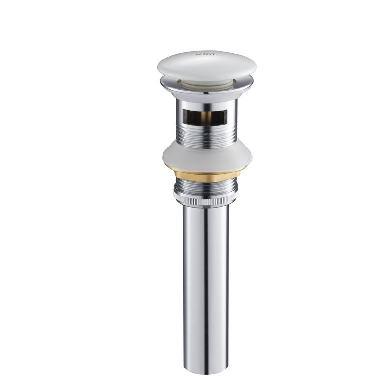 Drain escamotable de lavabo de salle de bain avec trop-plein, Blanc