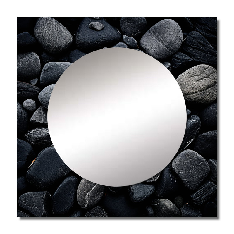 Hozel - Art mural miroir en pierre, 36 po x 36 po