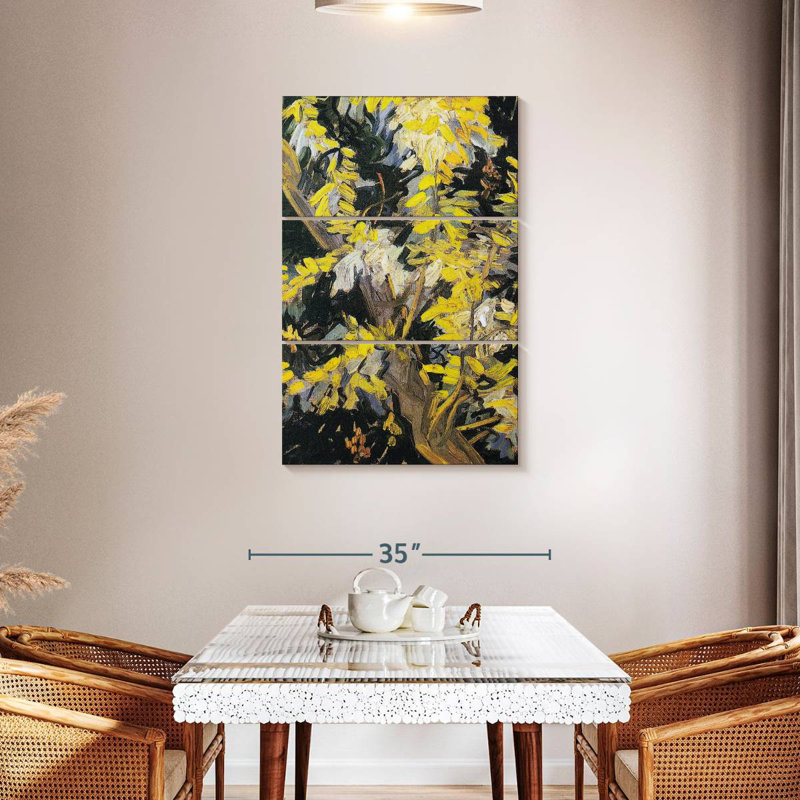 Branches d'acacia en fleurs, H 45 po x l 28 po