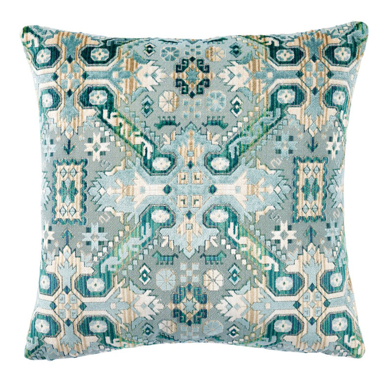 Tiraz Velvet Pillow, Peacock