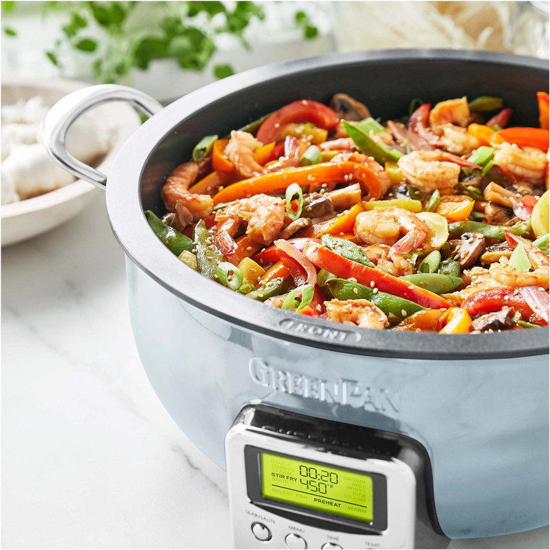 GreenPan Elite Ceramic Nonstick 6-Quart Essentaial Smart Skillet, Blue Haze