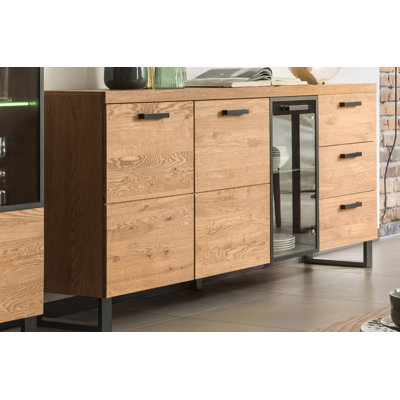 Laimondo Solid + Manufactured Oak Wood 3-Door 3-Drawer Sideboard