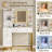38.6" W Glass Tabletop Makeup Vanity Desk with Display Shelf, Dressing Table with 4 Drawers, LED Lights Mirror and Charging Station, White-106501439