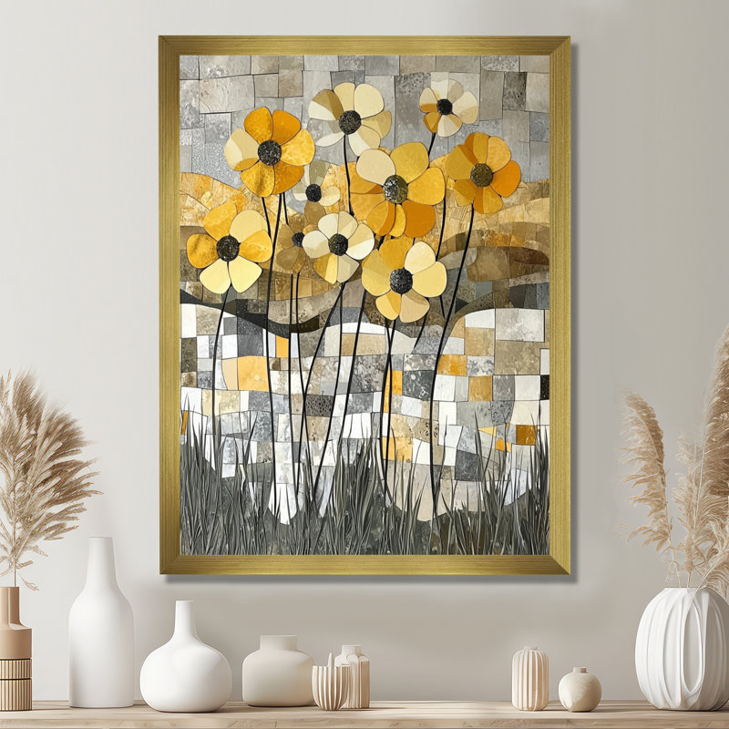 Harewood - art mural abstrait, H 20 po x l 12 po, Reproduction encadrée d'une seule photo, Gold