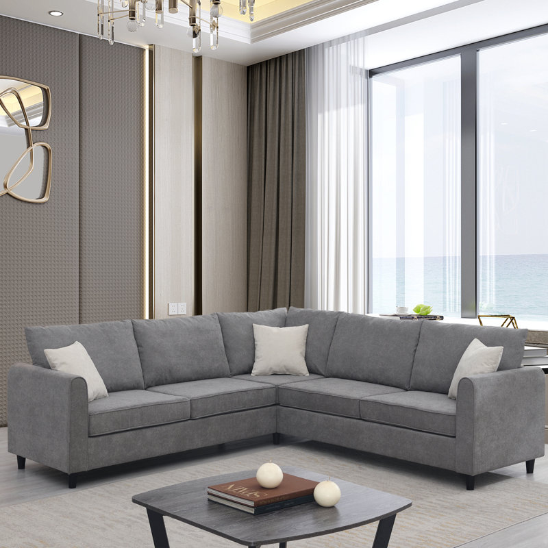 Canapé modulaire rembourré en L avec 3 coussins Modern Living