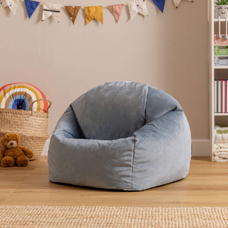 icon Kids Kingston Velvet Classic Bean Bag, Yellow, Mineral Blue