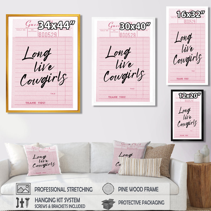Longue vie aux cow-filles - décoration murale, Toile encadrée noire simple, H 40 po x l 30 po x P 1,5 po