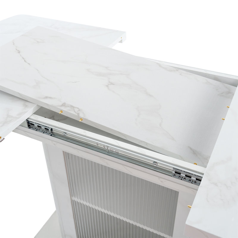 Table de salle à manger rectangulaire 47,24 "-63" (table seulement), Blanc