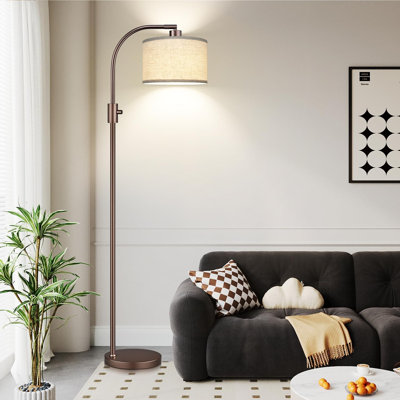Lampe sur pied à DEL à intensité variable avec abat-jour en lin, 1200 lumens, luminosité de 0 à 100%, tête de lampe rotative
