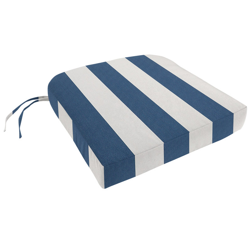 Encinitas Sunbrella Outdoor 3.5'' Dining Chair Cushion, Cabana Classic Black Stripe Sunbrella®, 3.5" H x 17" W x 18" D