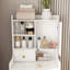 Meuble-lavabo multifonctionnel avec miroir à 3 températures de couleur, tabouret caché et 4 compartiments blancs pour l'organisation de la chambre à coucher Compact 31, tablettes de rangement sous le siège à densité moyenne
