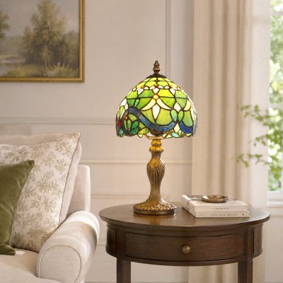 15" Vintage Tiffany Floral Table Lamp (Bulb Include)