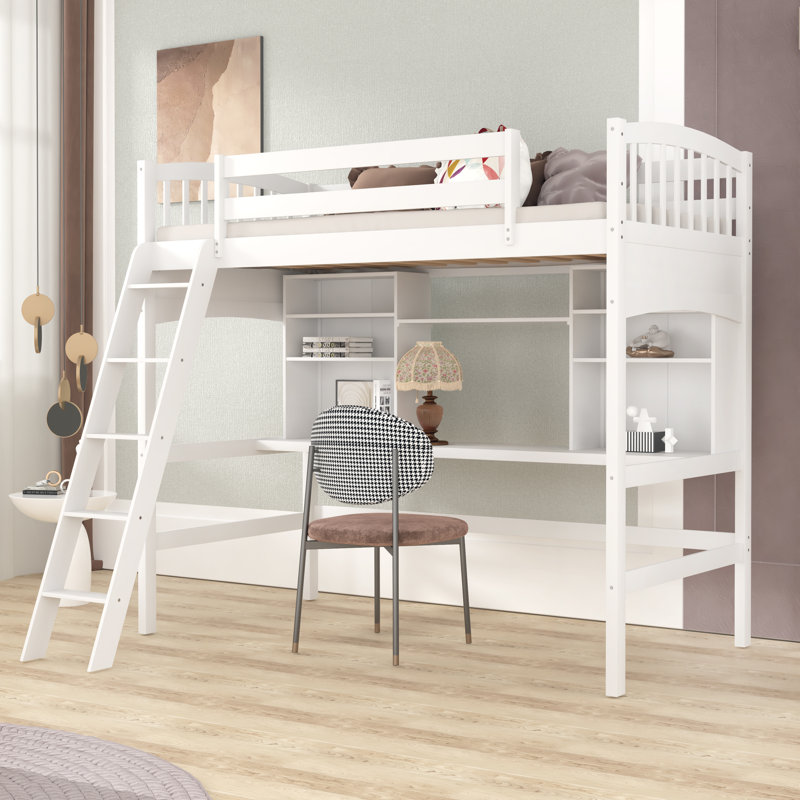 Eztli Kids Twin Loft Bed, White