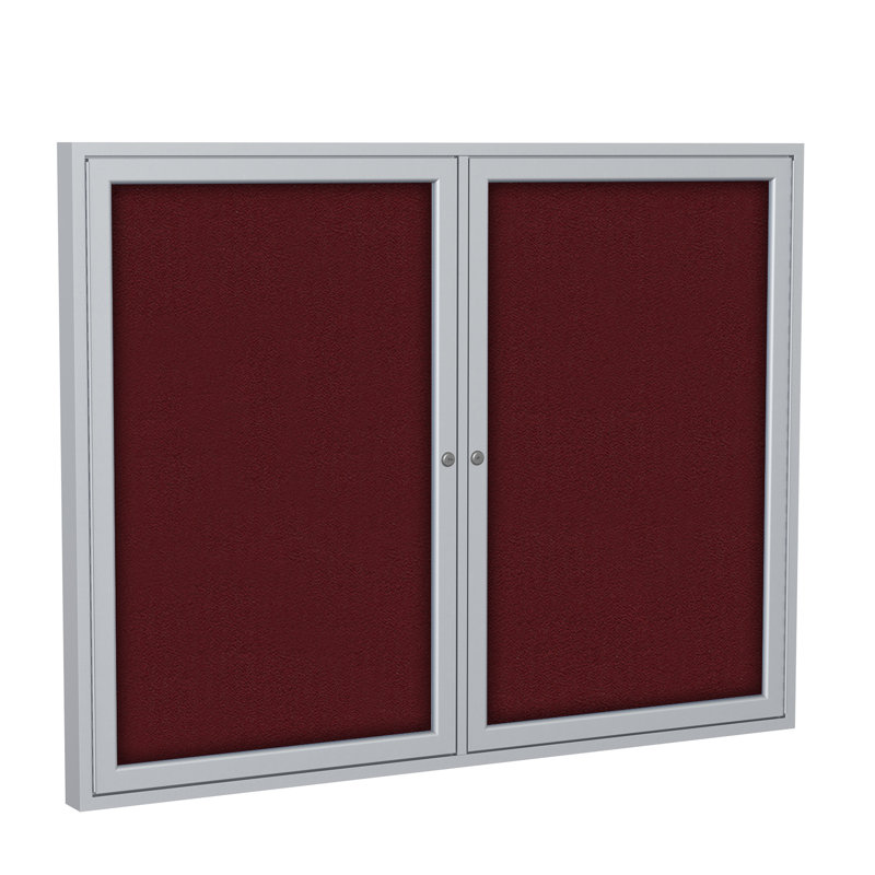 Panneau de bulletin fermé 2 portes, 36 po x 48 po, Satin, Noir
