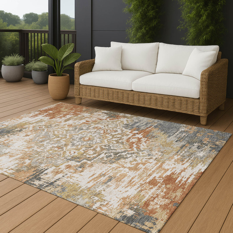 Machine Washable Indoor/Outdoor Chantille ACN2765 Global Rug, 8' x 10', Copper