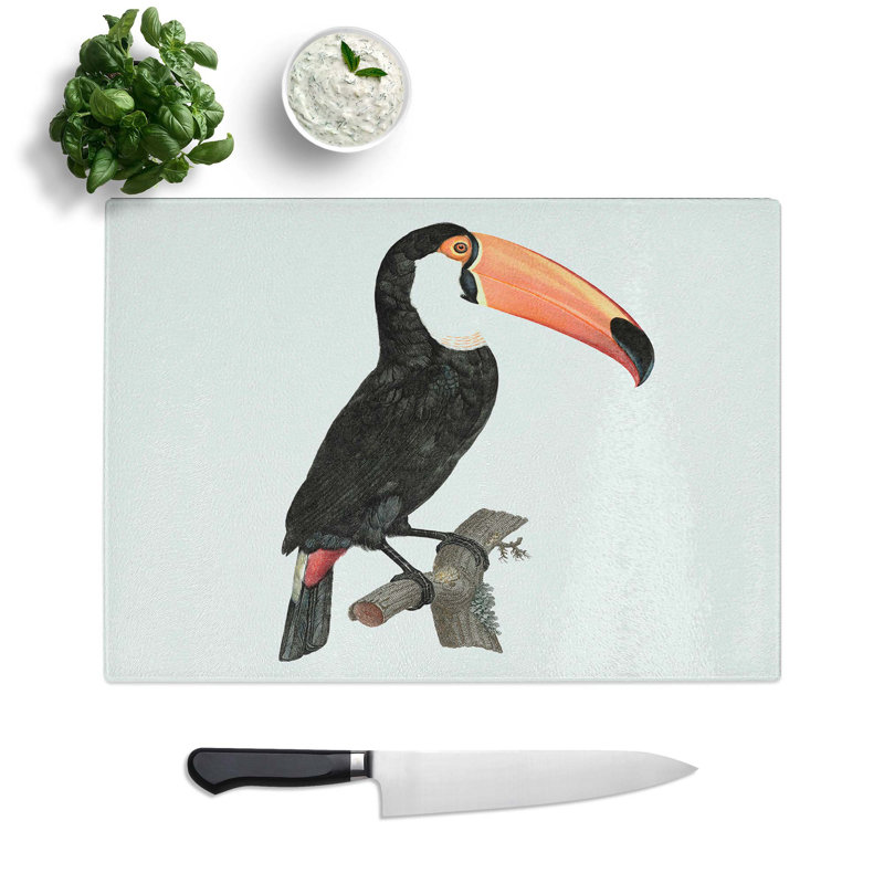 Tempered Glass a Toucan Chopping Board, 39 cm W x 28.5 cm L