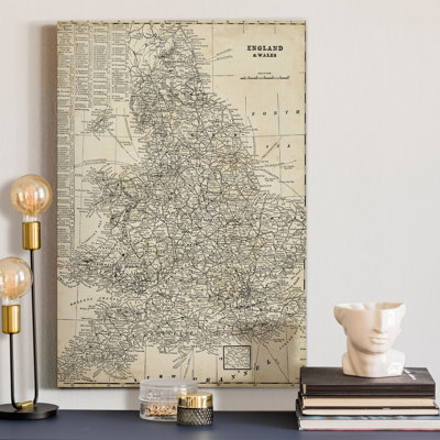 Carte antique de l'Angleterre - reproduction sur toile
