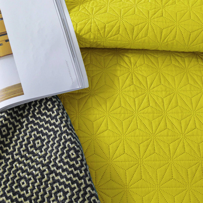Sunshine Yellow Queen Reversible Microfiber Quilt Set