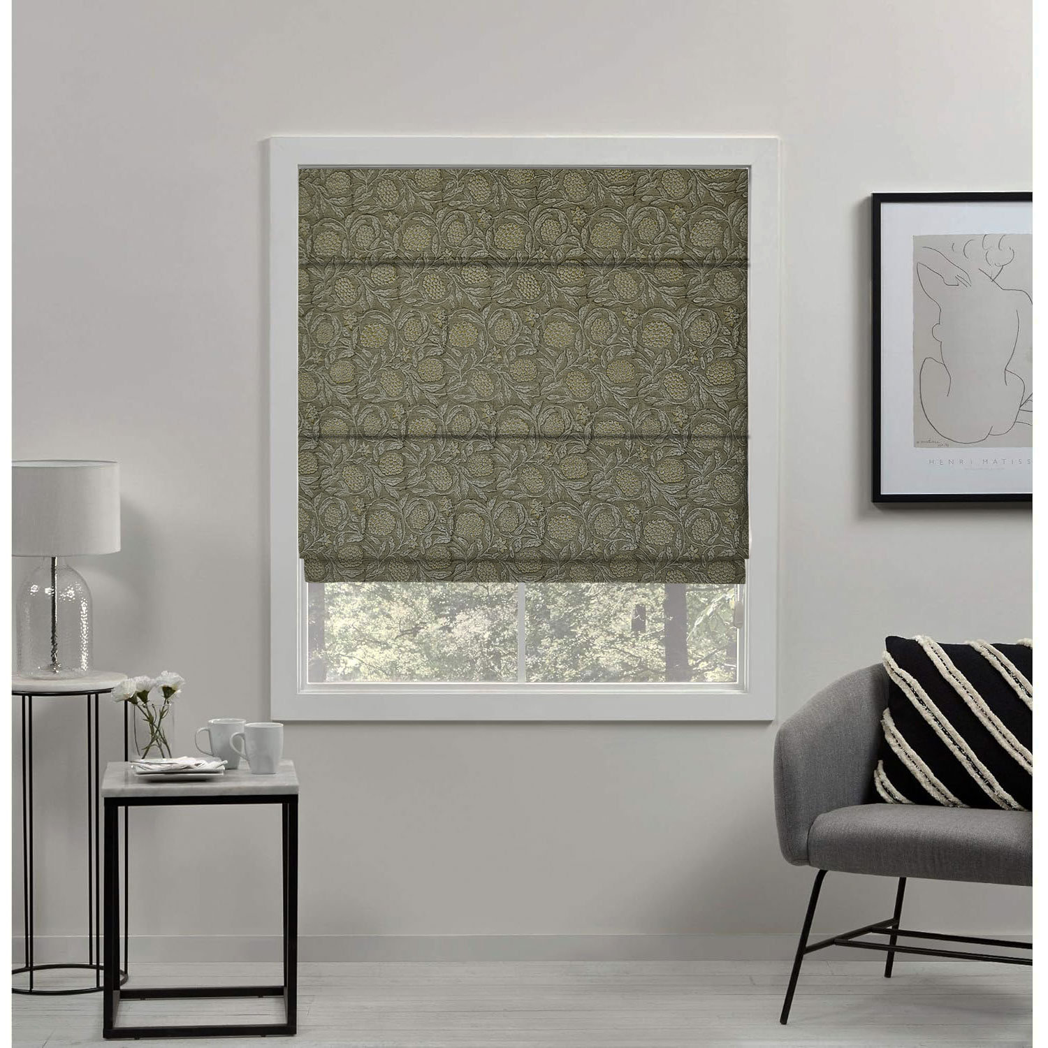 Floral Blackout Roman Shade, 20"W x 60"L