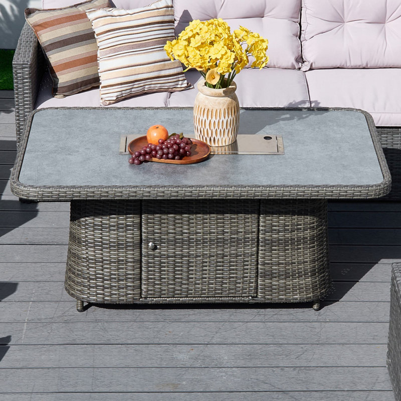 Table de foyer d'extérieur au propane en aluminium 51 po Melville, Gris