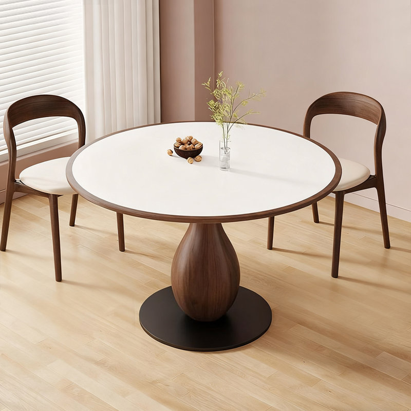 Table de salle à manger blanche et noyer, H 29,53 po x L 39,37 po x l 39,37 po