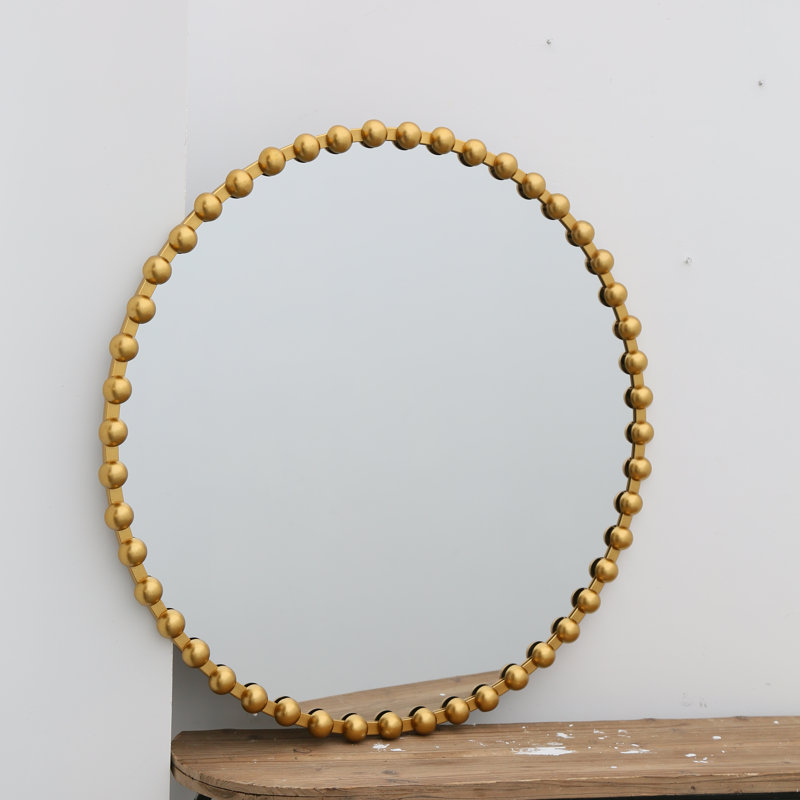 Round Iron Wall Mirror – 27inches Or 36 inches, 3 Colors, Ready To Hang, Gold, 36" x 36"