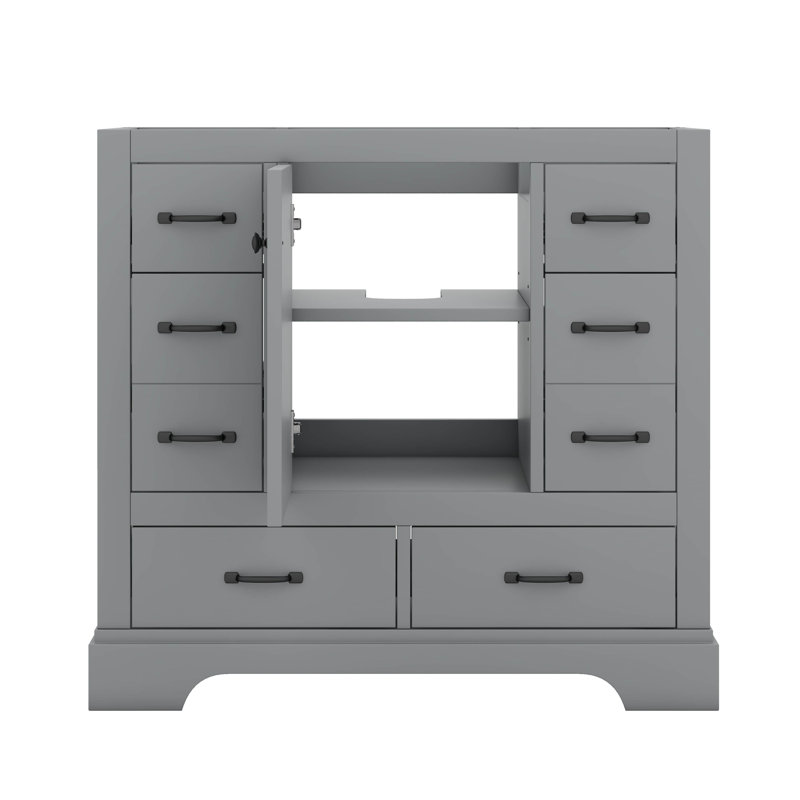 Meuble-lavabo 36 po sans lavabo, séparateur de tiroir multifonctionnel, tablette réglable, Gris